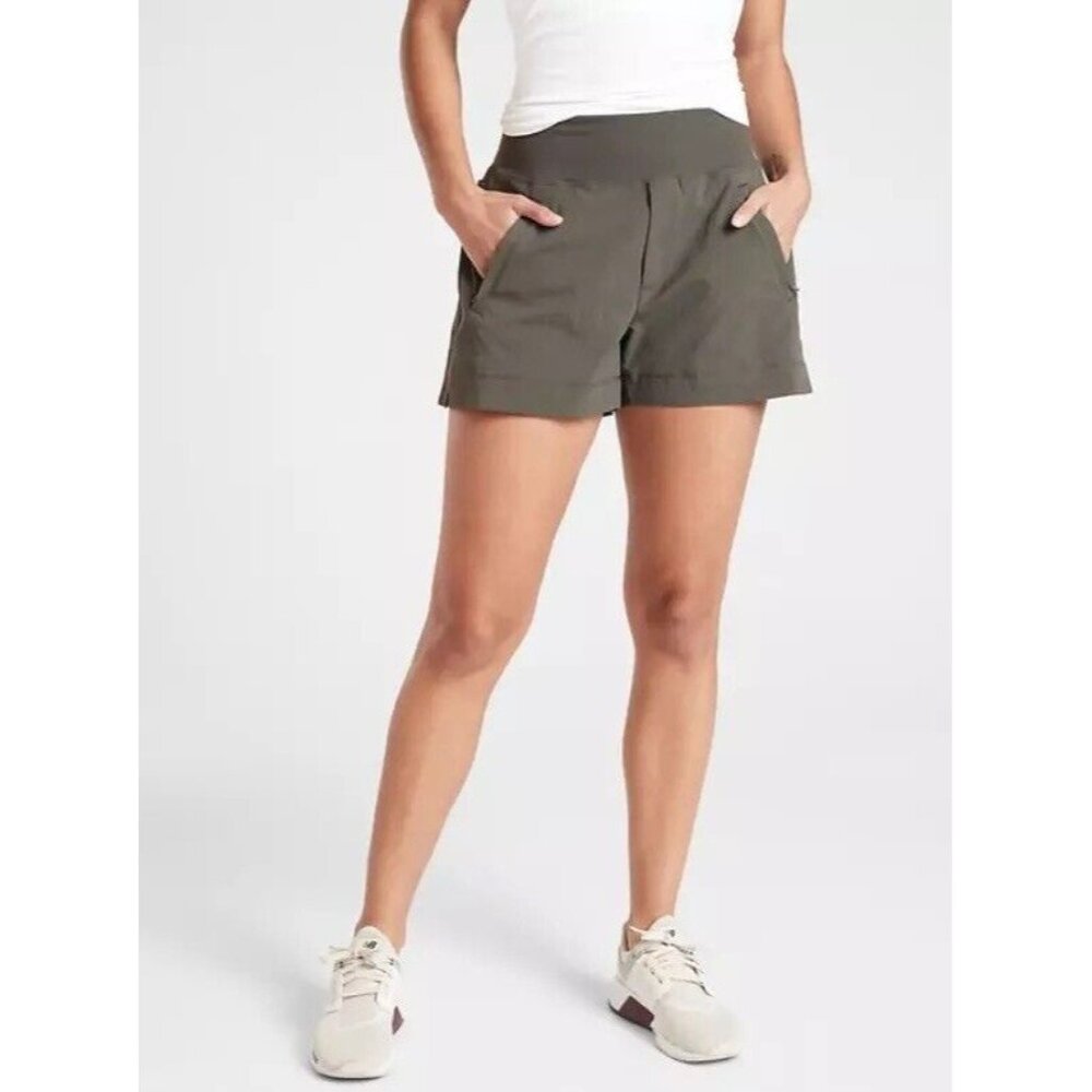 Athleta Trekkie North Short, Olive Green Hiking Shorts Active Walking Size 12